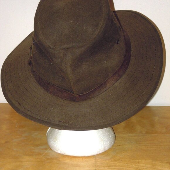 The Australian Outback Collection Rancher Oil Skin Leather Canvas Hat Size Large - Picture 3 of 7